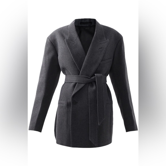 Raey exaggerated shoulder wool blend tux blazer - Picture 3 of 10
